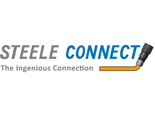 Steele Connect logo with tagline 'The Ingenious Connection' and orange cable, Alhof electronics components distributer.